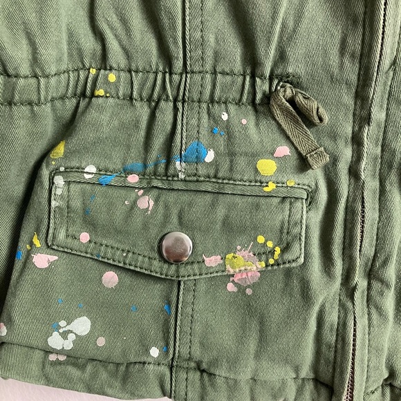 Girl’s Hooded Jacket, 8-10, Faded Olive Green, Full Front Zipper, by Justice - Picture 4 of 5